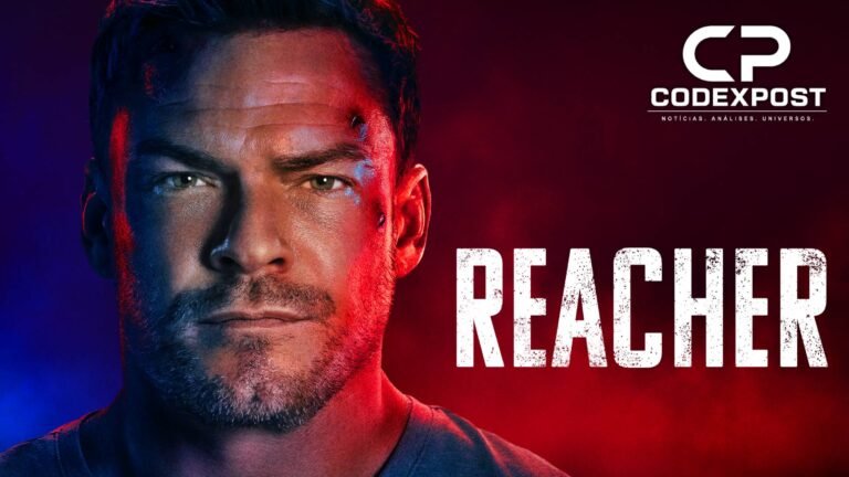 Pôster da 4ª temporada de Reacher com o logo da série