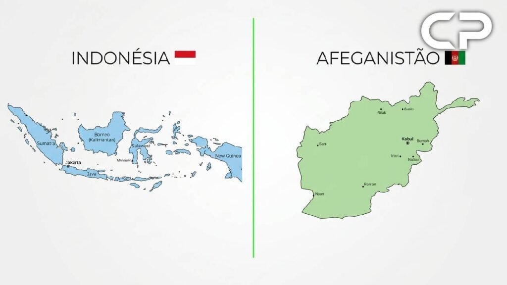 Imagem dividida entre a Indonésia e o Afeganistão