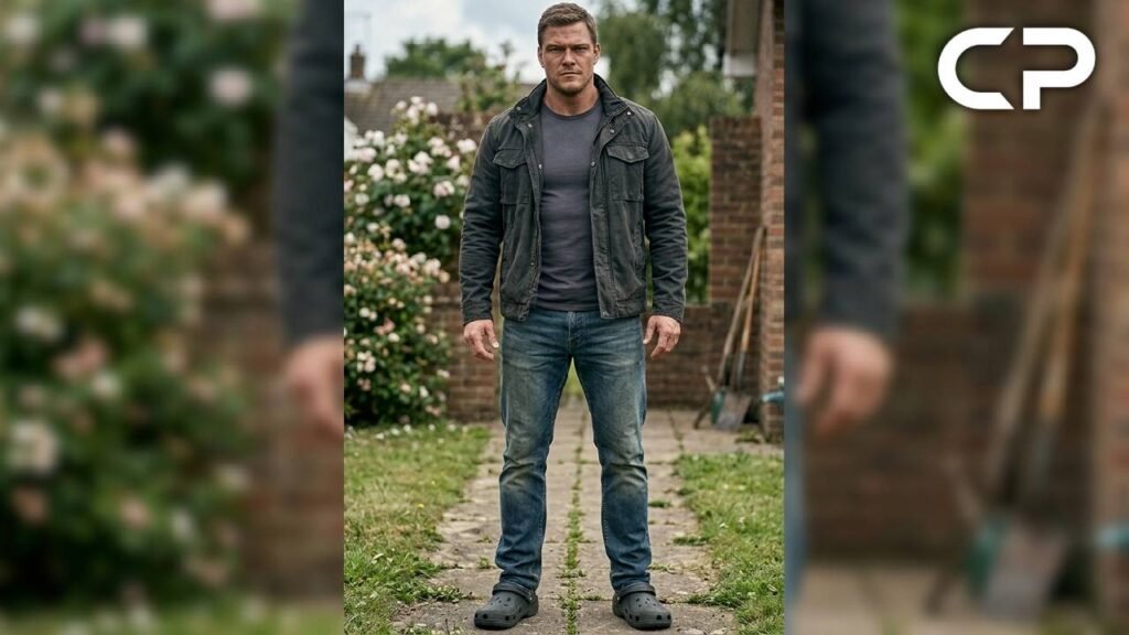 Jack Reacher usando tamancos de jardinagem